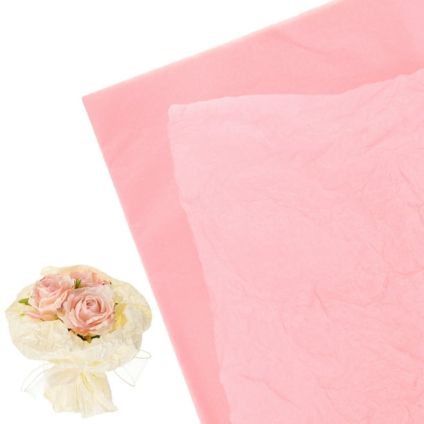 Uxcell Papel de Envoltura Floral de 18 Hojas para Ramos y Regalos, Impermeable Rosa Claro
