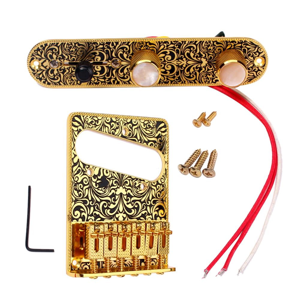 LeeQinersw 6 String Saddle Bridge Plate Floral Pattern for Electric Guitar Parts