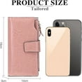 thumbnail image 4 of Leather Women's Wallets,Multi-Function Slim Bifold Zipper Clutch Purse,Large Capacity Card Holder with RFID/Pink, 4 of 7