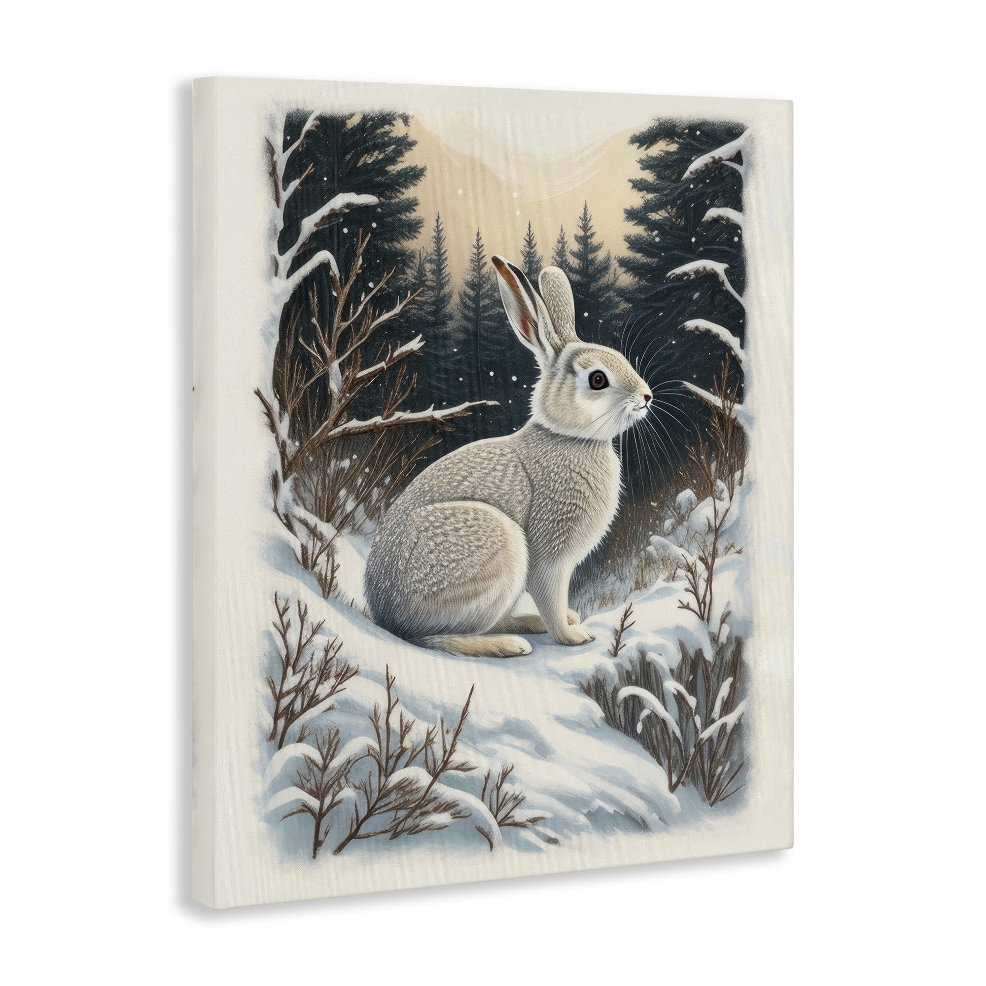 Stupell Industries Rabbit in Winter Forest Animals & Insects Painting Gallery Wrapped Canvas Art Print Wall Art, 30 x 40