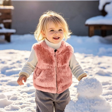 Toddler Puffer Vest Zipper Pink Vests Puffy Boys Jackets Size 6-12M