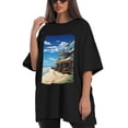 thumbnail image 4 of Plus Size Shirt for Women Black Tops for Women Short Sleeves Shirt for Women Seaside (54) T Shirt Crewneck Shirt for Women 4XL, 4 of 5