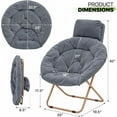 thumbnail image 3 of SSyao Saucer Chair with Removable Headrest, Folding Moon Chair for Adults, Oversized Comfy Reading Seat for Bedroom, Living Room, Dorm Room, Apartment (Grey), 3 of 11