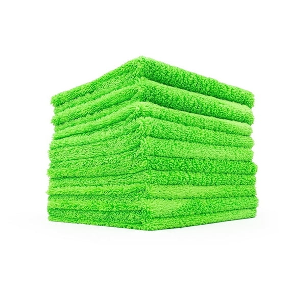 The Rag Company - Creature Edgeless- Microfiber Towels For Cars - 420gsm, 16in x 16in, Lime Green (10 Pack)