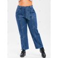 thumbnail image 3 of Tamaño más ceñido de pespunte pierna ancha pantalones vaqueros Rosegal Vaqueros de talla grande, 3 of 5