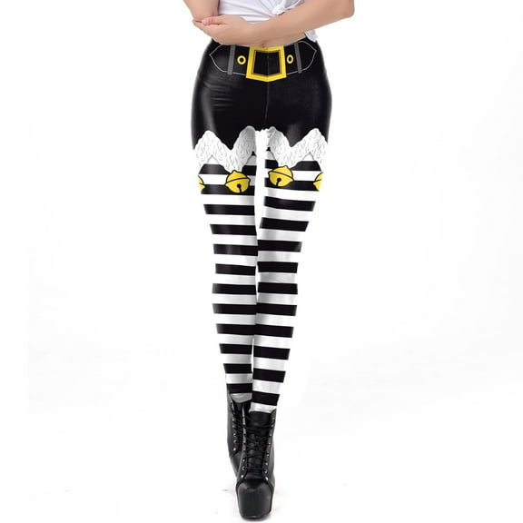 BLTIBY Womens Christmas High Waist Leggings Xmas Printed Fall Winter Tummy Control Hip Lifting Casual Yoga Pants Comfy Soft Bottom Trousers Black L