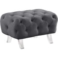 thumbnail image 1 of Meridian Furniture Crescent Grey Velvet Ottoman, 1 of 3