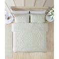 thumbnail image 4 of Collections Etc Luxurious Medallion Chenille Fringe Border Bedspread Ivory - Twin, 4 of 5
