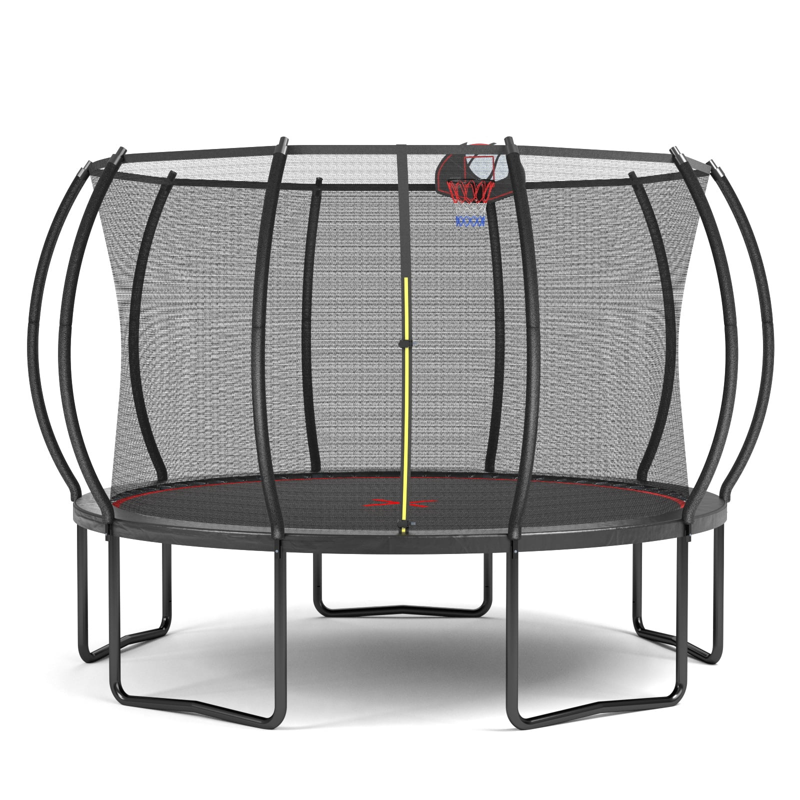 Alvantor Trampoline 12Ft for Kids, Pumpkin Trampoline with Basketball Hoop,Outdoor Trampolines for Yard Black