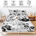 thumbnail image 5 of King Size Fitted Sheet Set - Vintage Flowers 3 Piece Bedding Sets 16" Deep Pocket Fitted Sheet with 2 Pillowcases, Black White Farmhouse Floral Plants Brushed Microfiber Hotel Luxury Bed Sheets, 5 of 9