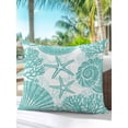 thumbnail image 4 of Outdoor Pillows Waterproof, Teal Coastal Throw Pillows with Inserts Included, Beach Starfish Nautical Coral Shell Summer Indoor Outdoor Decorative Lumbar Pillow for Bed/Couch/Patio 18"x18", 1Pcs, 4 of 8