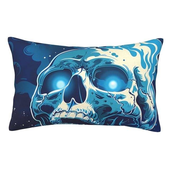 Balery Abstract Blue Skull Funda de Cojín Estampada, Regalos para Mujeres, Regalos de Amor para Ella, Regalos para Novia o Esposa, Funda de Almohada-20"x30"