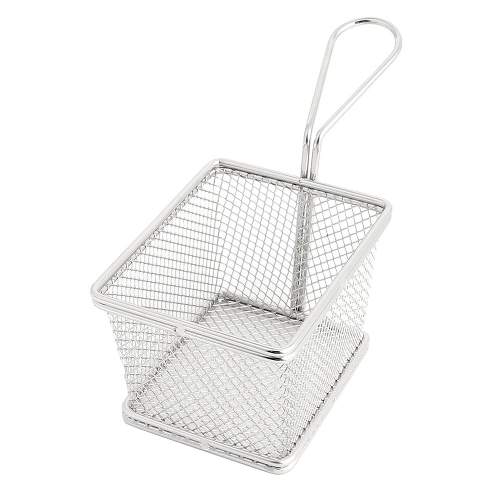 Stainless Steel Mesh Strainer Cooking Tool Chips Fries Basket Silver Tone