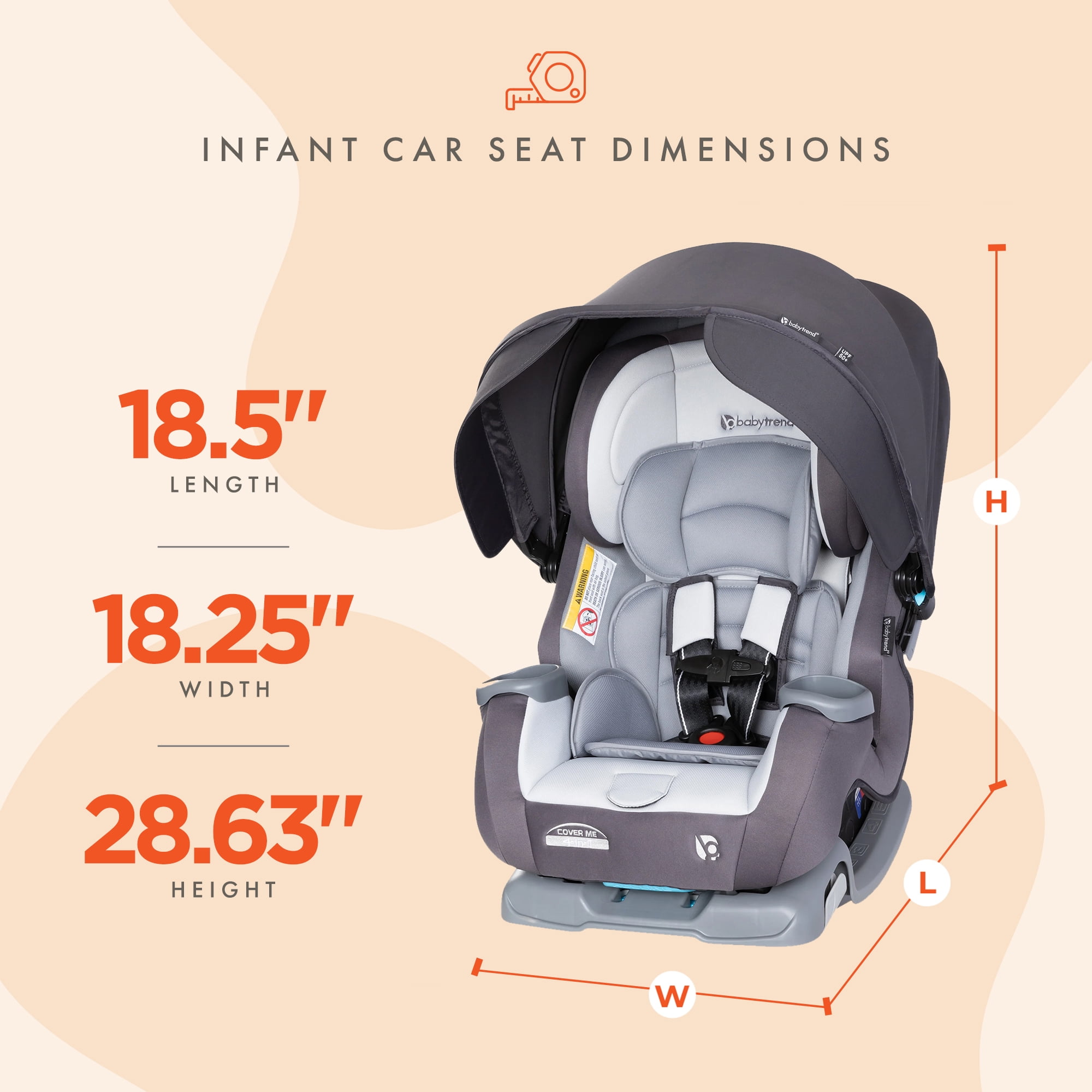 Baby Trend 4-in-1 Infant and Toddler Car Seat, Cover Me, Stormy, Convertible