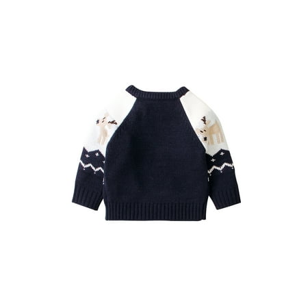 

Herdignity Christmas Children Sweater Round Neck Long Sleeve with Elk Pattern