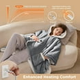 thumbnail image 4 of Heated Blanket Wearable Shawl - Electric Wrap Poncho Blanket Hoodie for Adult, Birthday Gifts for Mom Women, Sherpa Heating Throw with 4 Time Settings & 6 Heat Settings, 55x64 inches, Grey, 4 of 6
