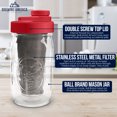 thumbnail image 3 of Cold Brew Coffee Maker Kit: Wide Mouth Mason Jar with Screw Top Lid, Stainless Steel Filter for Delicious Brewed Coffee, Infused Tea, Alcohol - 1 Quart 32 oz Old Glory Red, 3 of 7