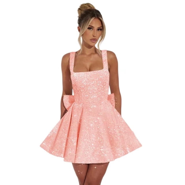 Vestido de bienvenida Dessiny con tirantes finos, diseño de sirena, rosa rubor