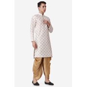 Royal Kurta Jacquard Silk Printed Cream Kurta and Bronze Dhoti Set for Men