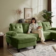 thumbnail image 6 of Tornama Linen Convertible U Shaped Sectional Sofa, Green, 6 of 13