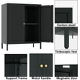 thumbnail image 6 of Small 2 Transparent Door Metal Storage Side Buffet Cabinet for Bed Room,Living Room,Entryway,Hallway,Home,Hotel,Office,Garage,Kitchen,1 Removable Shelf. (Striped Door, Black), 6 of 13