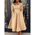 thumbnail image 4 of Vestido de fiesta de manga larga con cintura alta y cuello vuelto elegante retro de oficina ajustado de talla grande informal de primavera y otoño para mujer, 4 of 5
