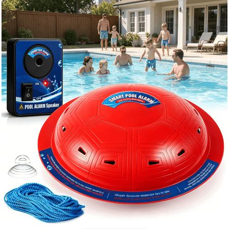 Foxlux Pool Alarm for Inground & Above Ground Pools, Adjustable Sensitivity 85dB+ Loud Alerts, Weatherproof Floating Pool Safety Alarms for Kids & Pets (Red)