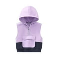 thumbnail image 3 of Feancey Toddler Boys Girls Cotton Vest Jacket Kids Half Zip Hooded Vest Coat Fall Winter Fashion Sleeveless Jackets Colorblock Casual Gilet Pocket Purple 5 Years, 3 of 6