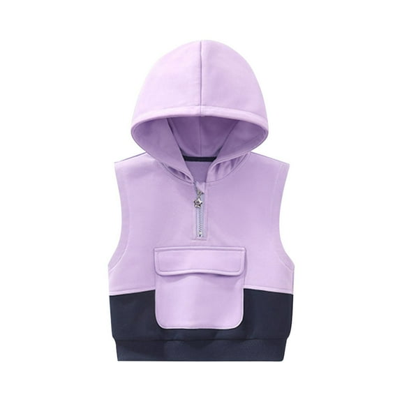 OGLCCG Boys Hooded Tank Top Color Block Sleeveless Pullover Hoodie with Pocket Lightweight Workout Comfy Fall Vest 9M-9Y