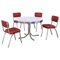 thumbnail image 3 of Coaster Retro 5-Piece Round Dining Table Set, White and Red, 3 of 8
