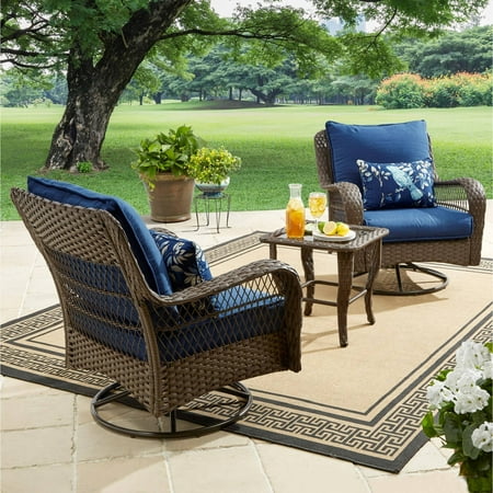 Better Homes & Gardens Colebrook 3 Piece Outdoor Chat set, Seats (Best Patio Furniture For Small Deck)
