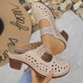 thumbnail image 6 of Pandaie Closed Toe Clogs for Women Hollow out Chunky Heel Slides Sandals Comfortable Slip on Mules Summer Beach Slippers Wedge Backless Walking Shoes Beige Size 6.5, 6 of 8