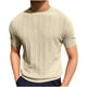 thumbnail image 1 of Camisetas Elvqul para Caballero Beige Casuales de Color Sólido Manga Corta Cuello Redondo, 1 of 6