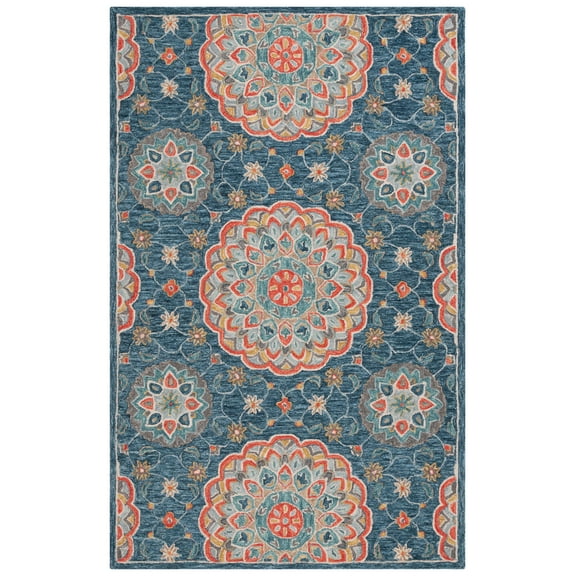 SAFAVIEH Blossom Tris Floral Area Rug, Blue/Red, 5' x 8'