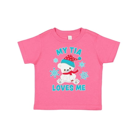 

Inktastic Polar Bear My Tia Loves Me in Santa Hat with Snowflakes Gift Toddler Boy or Toddler Girl T-Shirt