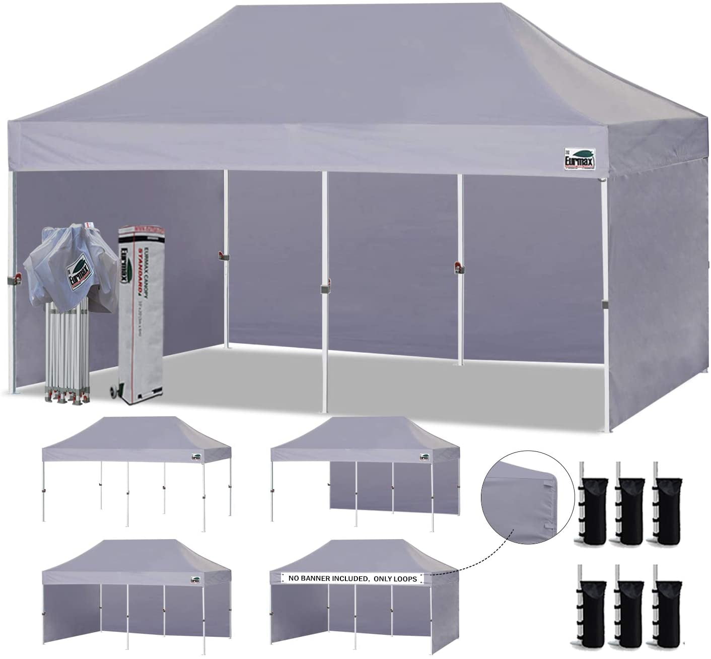 Eurmax 10x20 Ez Popup Canopy Tent Commercial Instant Canopies with 4