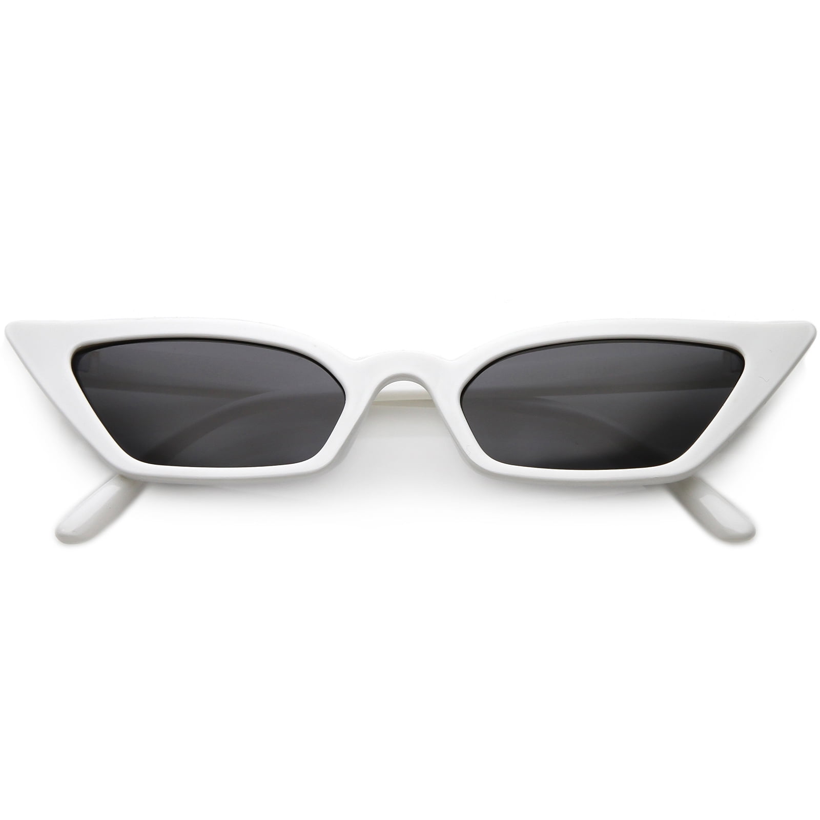 Women's Thin Extreme Cat Eye Sunglasses Rectangle Lens 47mm (White / Smoke)