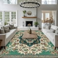 thumbnail image 4 of Area Rug for Living Room, Beige Turquoise Boho Non-Slip Indoor Large Carpet for Bedroom/Dining Room, Medieval Vintage Ethnic Floral Washable Low-Profile Rectangle Floor Runner Rugs - 6 x 9 Ft, 4 of 7