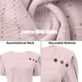 thumbnail image 2 of TaTaai 2026 Summer Women’s Pa Button Tee Irregular Neck Short Sleeve Cropped Blouse Casual Solid Color Fashion Top Cutout Polyester Daily Shirt Gift, 2 of 8
