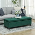 thumbnail image 2 of HOMCOM Linen Fabric Wood Feet Entry Bench, Contemporary Home Decor Dark Green, 2 of 10