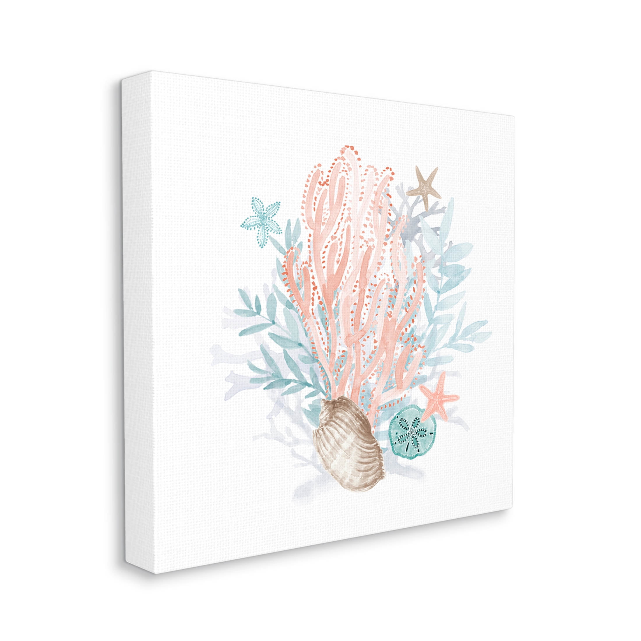Aquatic Coral Pattern Seashells Animals & Insects Graphic Art Gallery Wrapped Canvas Print Wall Art