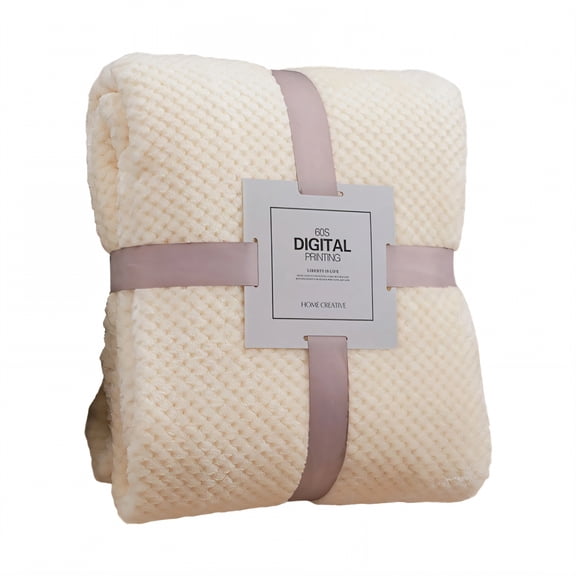AUQ Throw Blanket,Rolled Border Detail Bed Throw Blanket,Fine Craft Soft Throw Blanket,White,60*78in