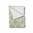 thumbnail image 2 of Vintage Soft Flannel Fleece Throw Blanket, Flourishes Drawn by Hand Floral Details Victorian Inspired Ornaments, Cozy Plush for Indoor and Outdoor Use, 60" x 80", Cream and Laurel Green, by Ambesonne, 2 of 6