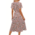 thumbnail image 5 of UVN Women Summer Dresses Short Sleeve V Neck A-Line Midi Dress Ladies Boho Beach Floral Print Sundress, 5 of 9