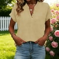 thumbnail image 5 of Pxxlle Plus Size Womens Shirts Cotton Linen Cap Sleeve Shirt Summer Casual Button V Neck Tops Khaki S, 5 of 10