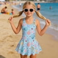 thumbnail image 3 of Xixirimido Starfish Shell Conch Corals Blue Print Girls Swimsuit Sleeveless One Piece Skirted Swimwear Modest Hawaiian Bathing Suit for Beach Water Park Kids Swim Dress, 5-6 Years, 3 of 7
