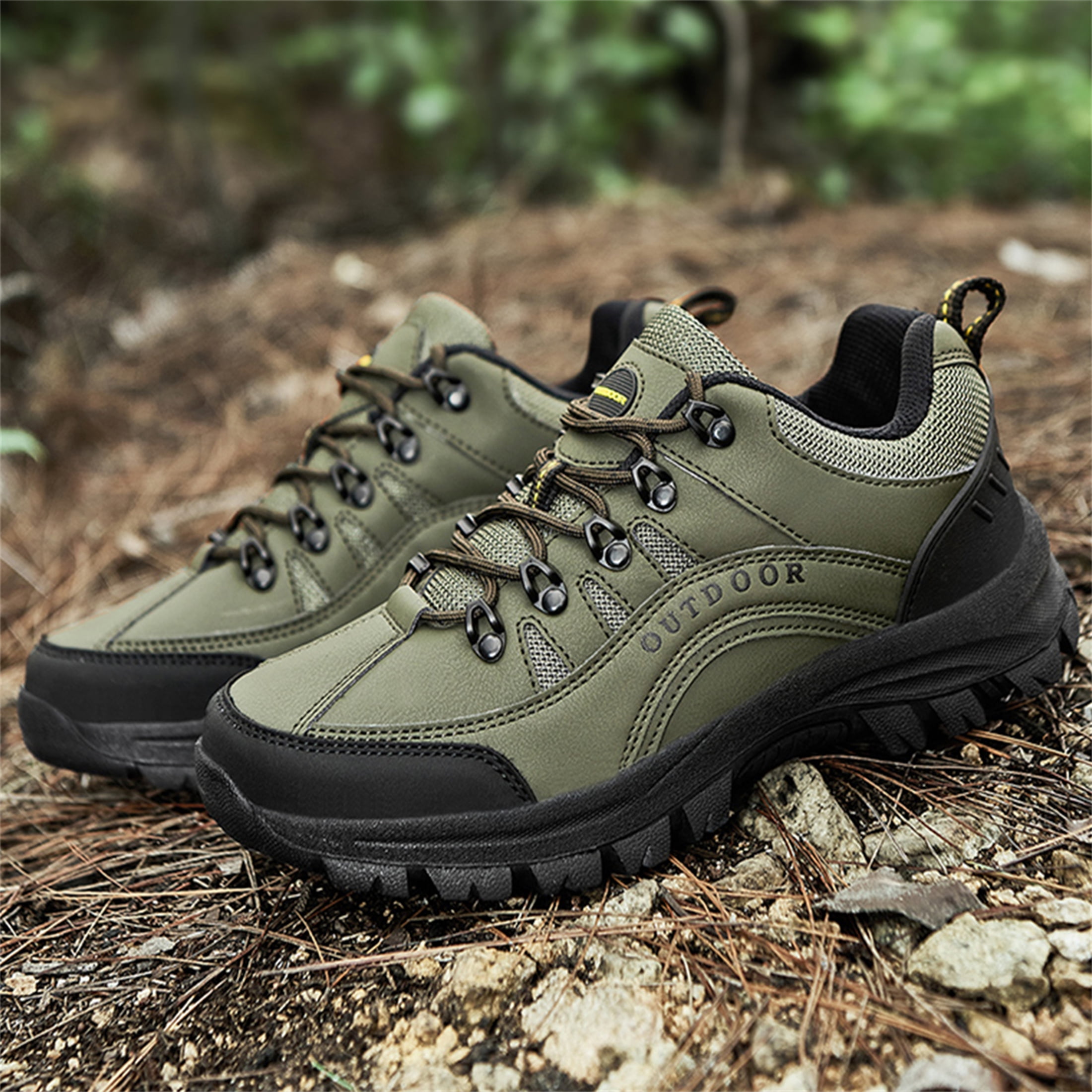 LASUDRAA Men's Hiking Shoes Waterproof Non-Slip Low-Up Sport Shoes Comfortable Outdoor Sneakers