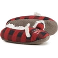 thumbnail image 2 of Rae Dunn Boys and Girls Little Bear Plush Faux Fur Lining Plaid Christmas Cozy Slippers-Red / M/L, 2 of 6
