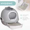 thumbnail image 3 of Cat Litter Box with Lid, Space-Capsule Design with Skylight, Removable Tray & Scoop, Anti-Litter Spill for Cats Under 9 lbs (Tile Blue/Gray), 3 of 7