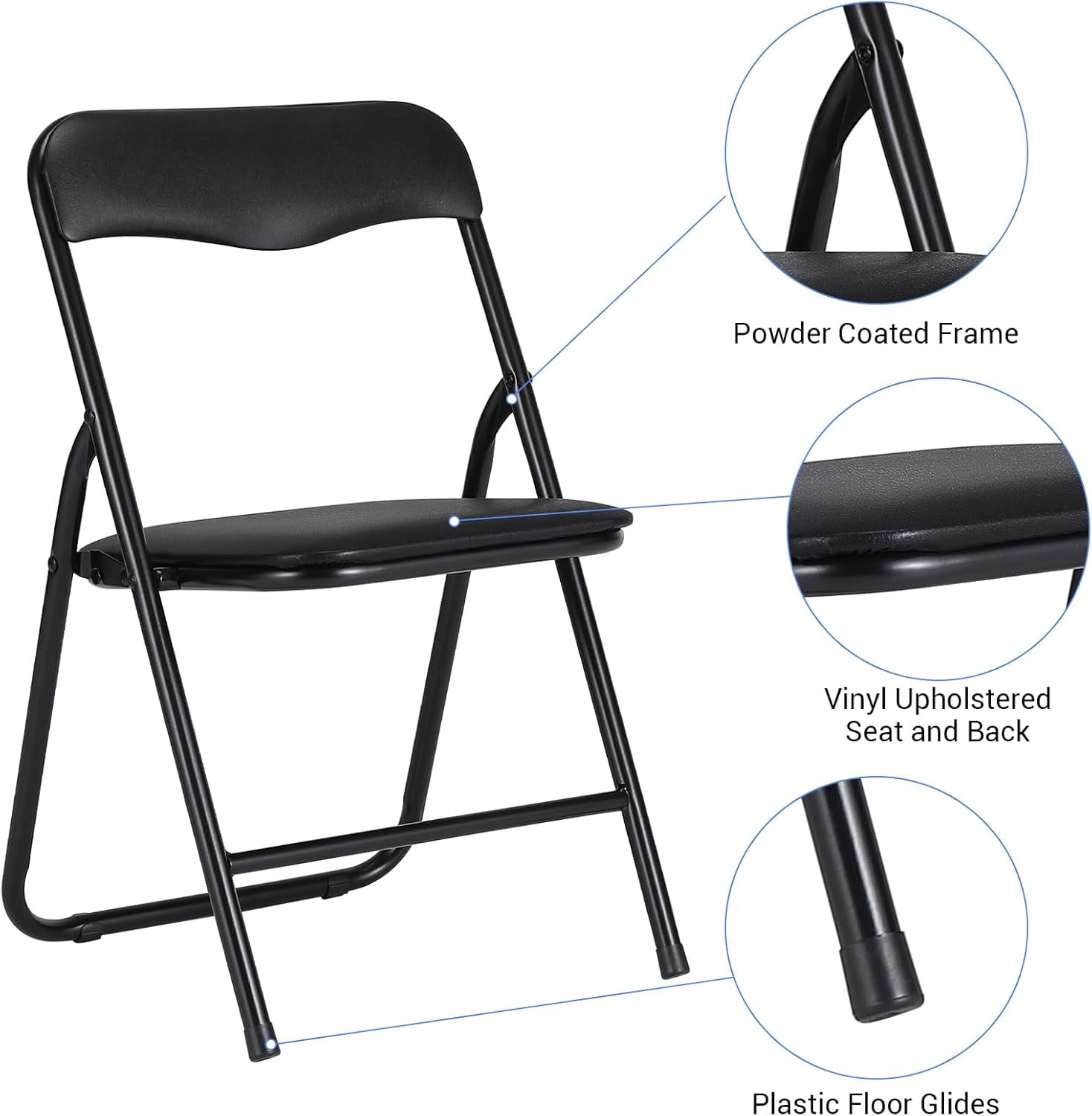 Twister.CK Kids Folding Card Table and Chair Set of 5, Upholstered Foldable Table and Chair Set, Portable Metal Frame Activity Table and Chairs Set for Eating, Reading, Playing, Black